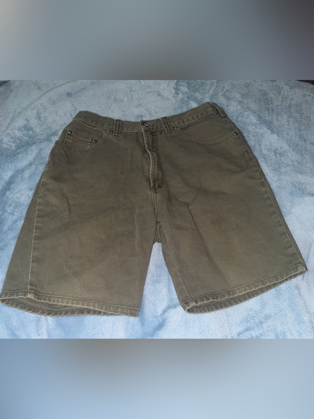 Vintage Route 66 Men's Olive/Taupe Denim Shorts